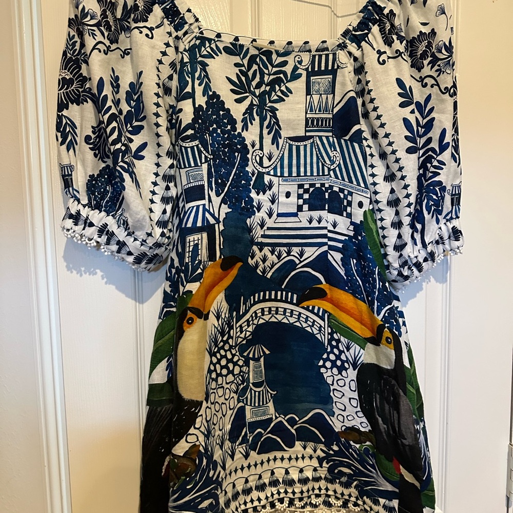 FARM Rio Blue and White Tropical Dress - Picture 3 of 5